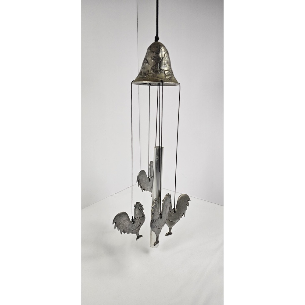 Metal Rooster Wind Chime Hanging Farmhouse‎ Garden Porch Decor Bell Top